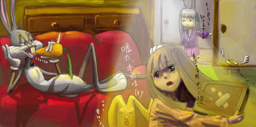 bugs_bunny, bunny_ears, carrot, futsuu, halo, highres, houraisan_kaguya, jungle_wa_itsumo_hare_nochi_guu