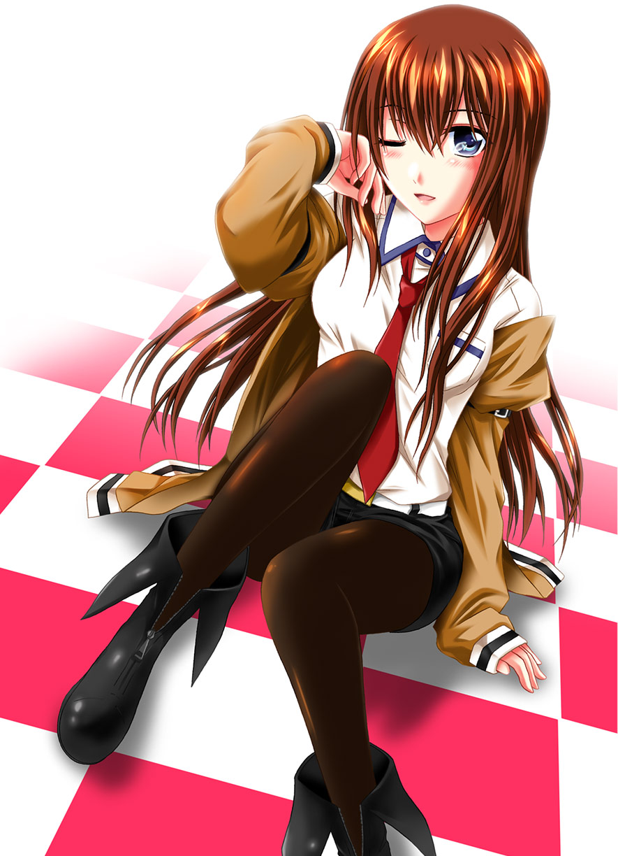 ;d, belt, blue_eyes, blush, brown_hair, highres, jacket, legwear_under_shorts