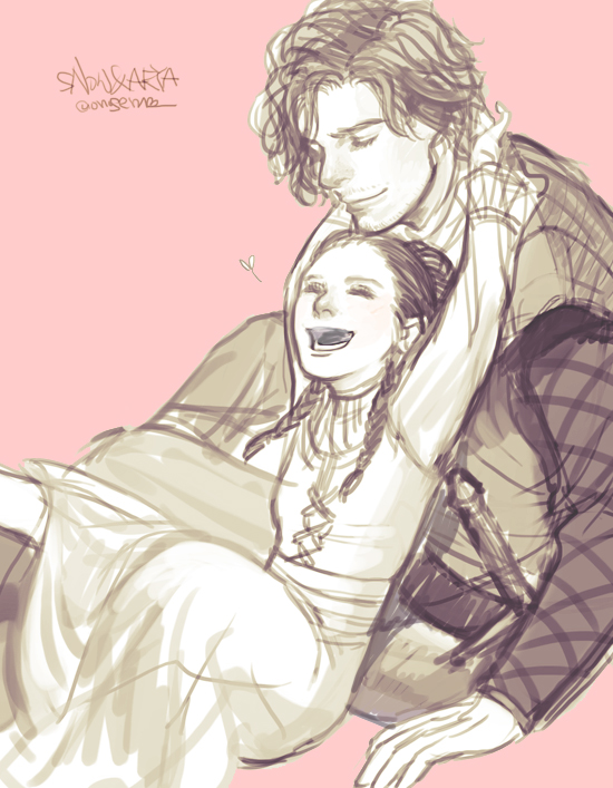 1girl, a_song_of_ice_and_fire, arya_stark, brother_and_sister, closed_eyes, dress, eyes_closed, hug