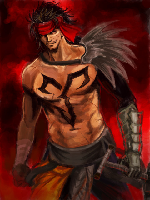 arisue_kanako, black_hair, final_fantasy, final_fantasy_x, gauntlets, gloves, headband, jecht