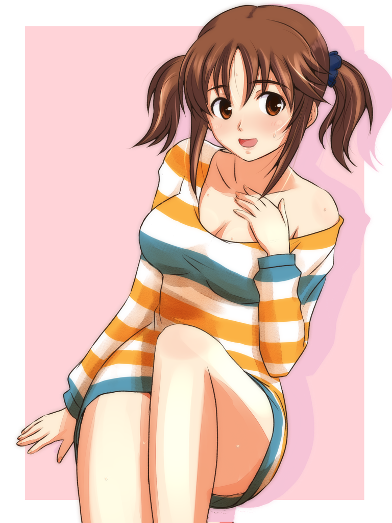 :d, blush, brown_eyes, brown_hair, dress, idolmaster, idolmaster_cinderella_girls, looking_at_viewer