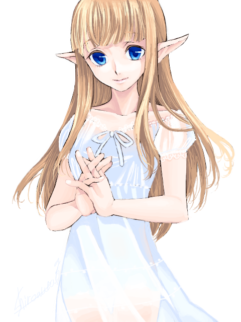 blonde_hair, blue_eyes, dress, long_hair, nintendo, pointy_ears, princess_zelda, shiroa1106, skyward_sword, smile, the_legend_of_zelda