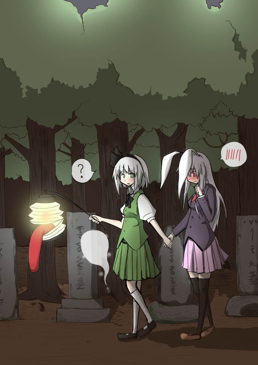 animal_ears, ascot, black_legwear, blazer, blush, bunny_ears, chouchin_obake, clenched_hand