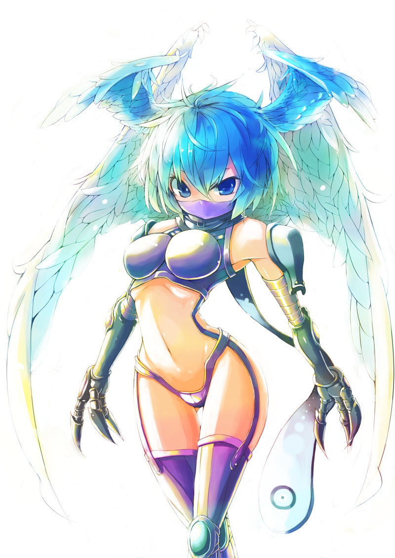 blue_eyes, blue_hair, chatsubo, chatsubo_(yaba-yaba), claws, digimon, digimon_frontier, head_wings