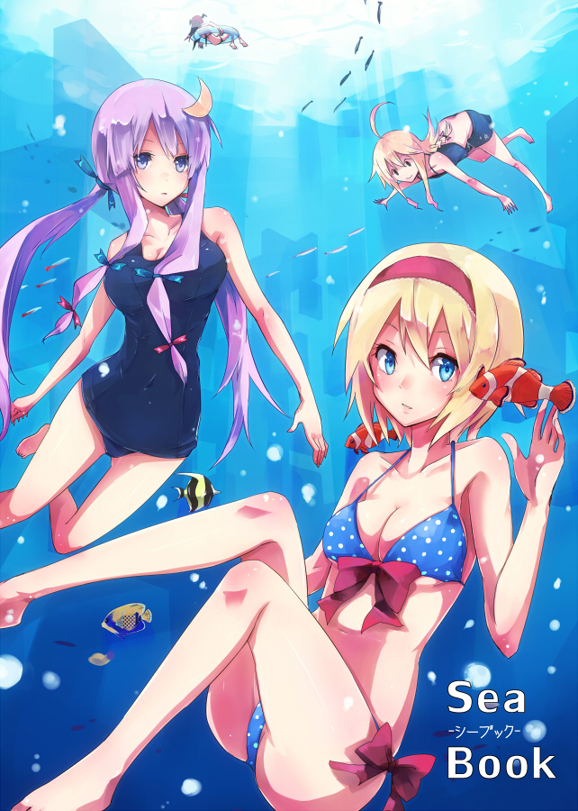 ahoge, alice_margatroid, bare_shoulders, bat_wings, bikini, blonde_hair, blue_eyes, breasts