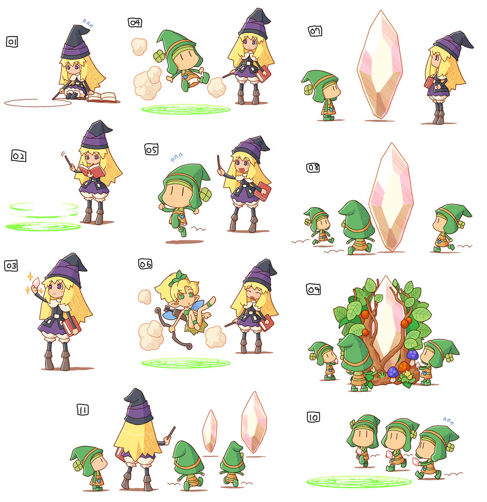 book, boots, bow, chibi, clone, crystal, elf, fairy