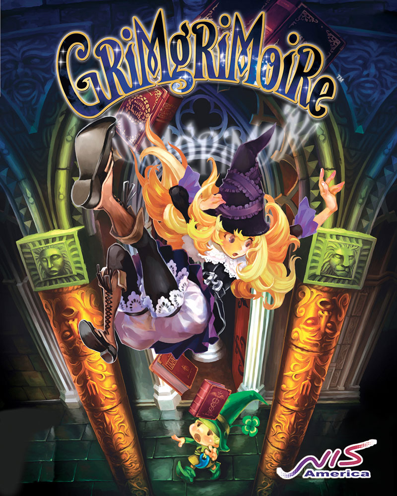 blonde_hair, book, elf, falling, gaff, george_kamitani, grimgrimoire, hat