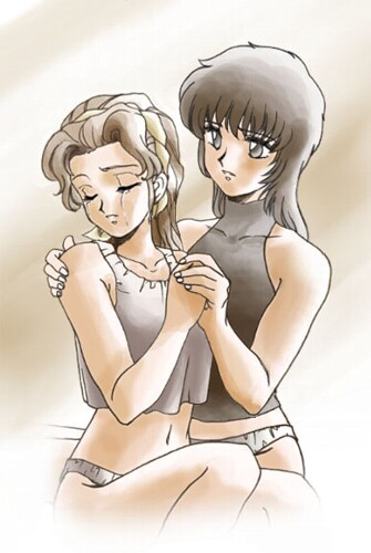 bubblegum_crisis, lowres, oldschool, sadahara_ajiko, sylvie, tears, underwear, yuri