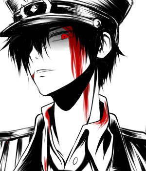 bad_id, black_hair, blood, edan_(elsword), elsword, hat, lowres, lte