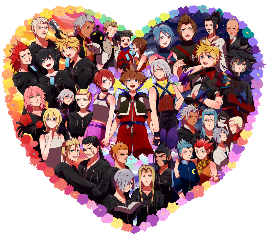 6+boys, 6+girls, ansem_seeker_of_darkness, ansem_the_wise, aqua_(kingdom_hearts), axel, bald, beard