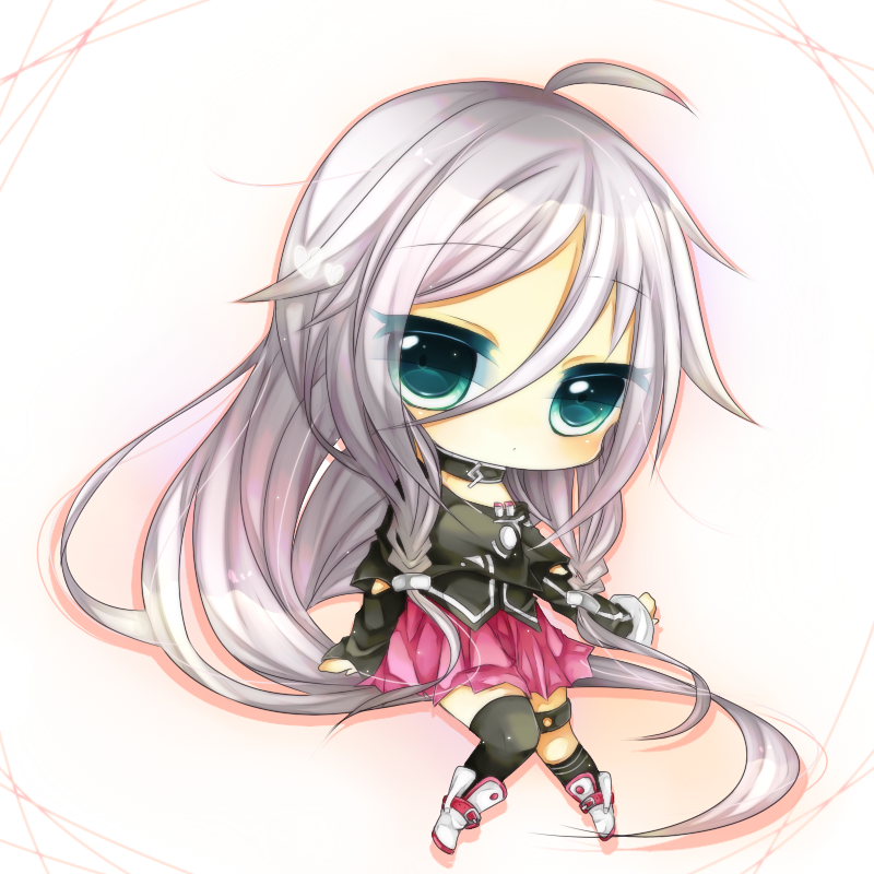 ahoge, aqua_eyes, braid, chibi, choker, ia_(vocaloid), kanataww, long_hair