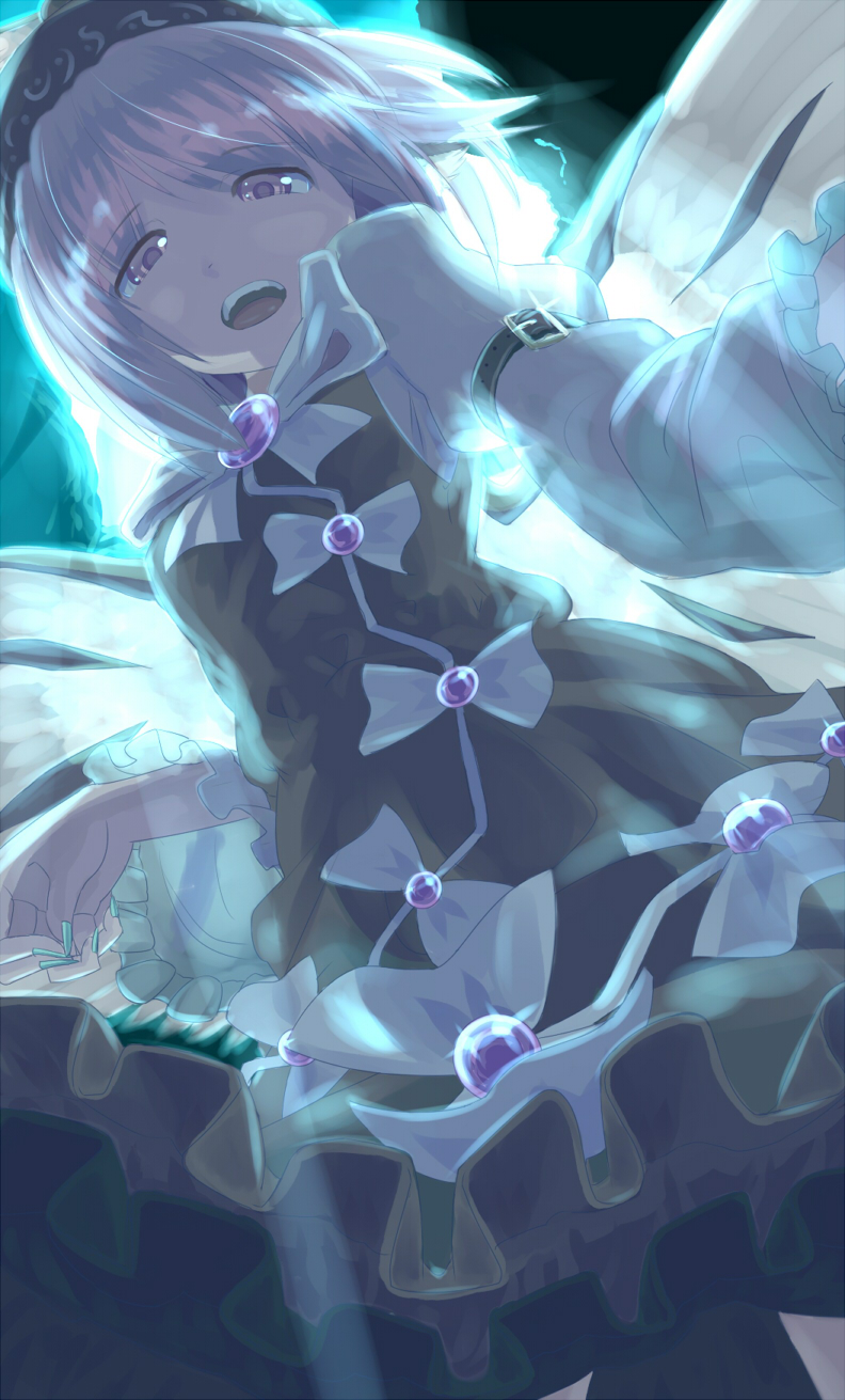 animal_ears, belt, bow, dress, fingernails, hat, highres, long_fingernails