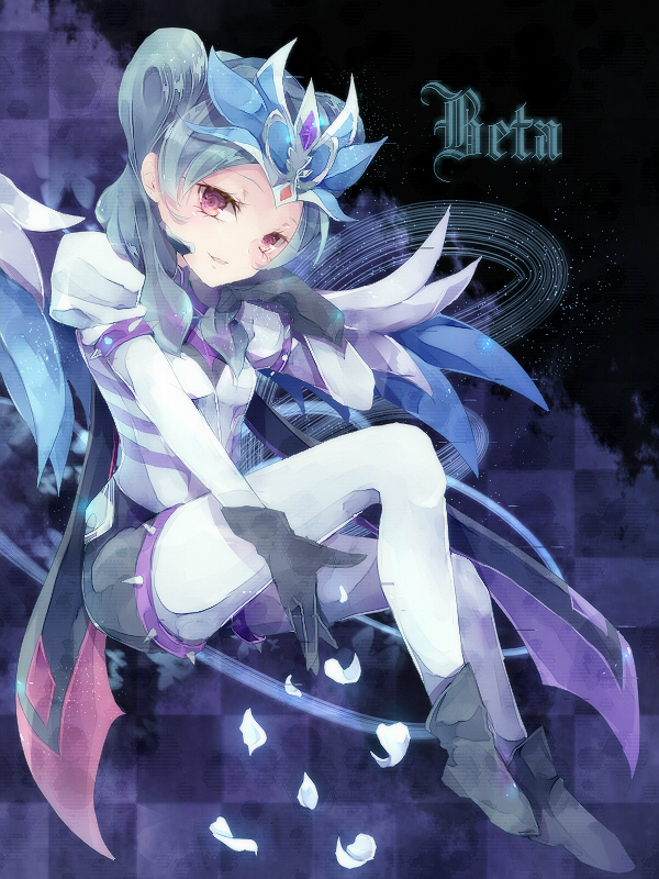 beta_(inazuma_eleven), black_gloves, black_legwear, blue_hair, cape, character_name, gloves, inazuma_eleven