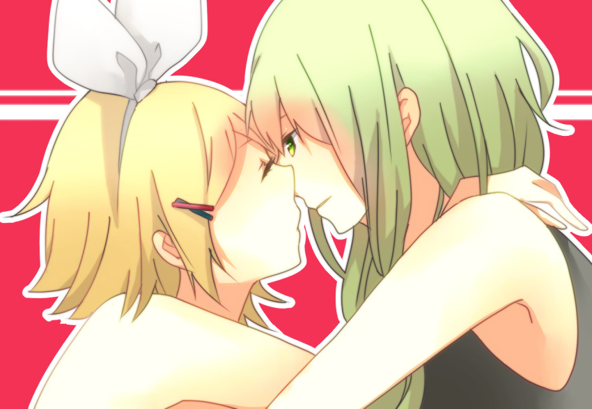 2girls, close, gumi, hachimitsu_honey, kagamine_rin, vocaloid