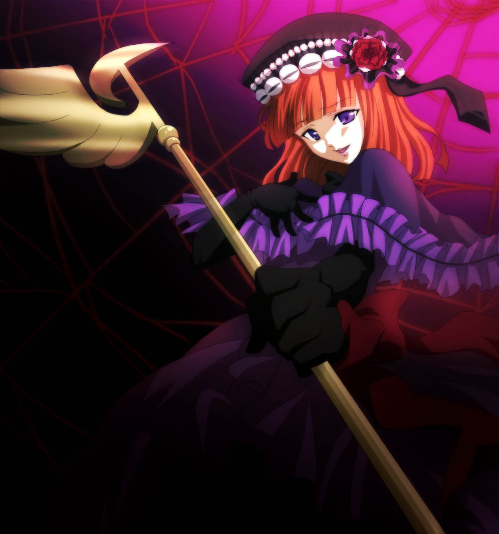 bow, capelet, dress, elbow_gloves, eva_beatrice, flower, frills, gloves