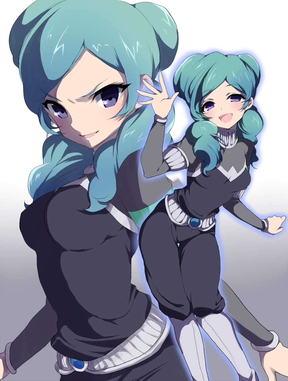 beta_(inazuma_eleven), green_hair, highres, inazuma_eleven, inazuma_eleven_(series), inazuma_eleven_go, inazuma_eleven_go_chrono_stone, long_hair, mataro, open_mouth, protocol_omega, purple_eyes, smile, violet_eyes