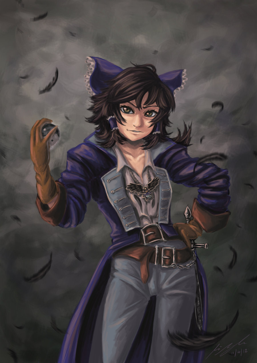 alternate_color, alternate_costume, belt, black_hair, bow, brown_eyes, castlevania, dagger