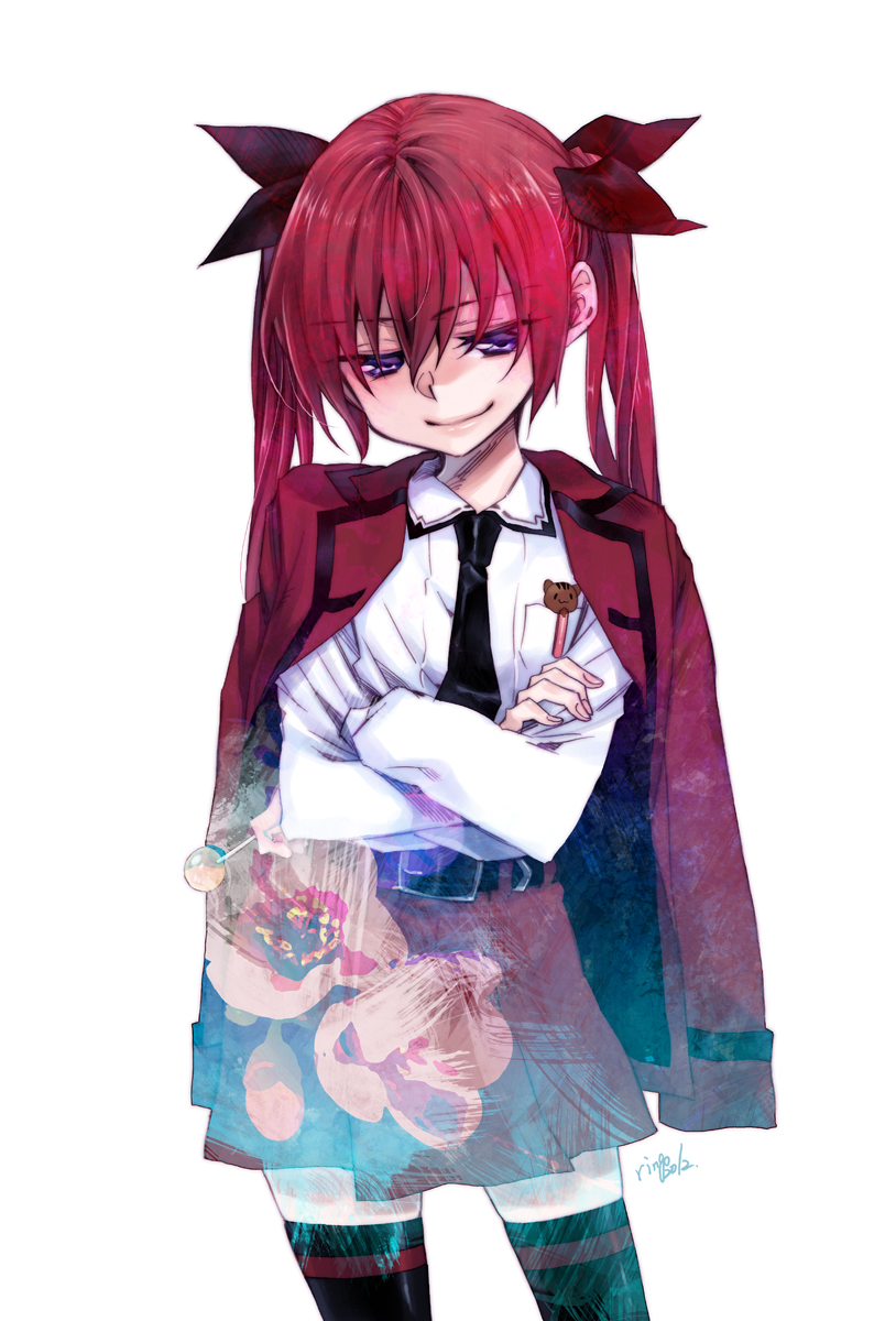 1girl, belt, black_legwear, candy, coat_over_shoulders, crossed_arms, date_a_live, highres