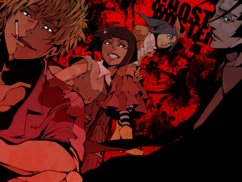 black_eyes, blonde_hair, blue_eyes, blue_hair, cigarette, ex_hien, facial_hair, goatee