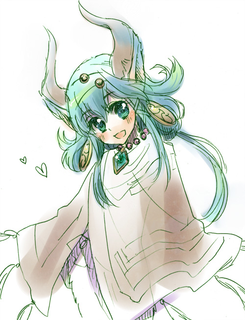 aht, green_eyes, green_hair, horns, iwaohime, monster_girl, radiant_historia, satyr