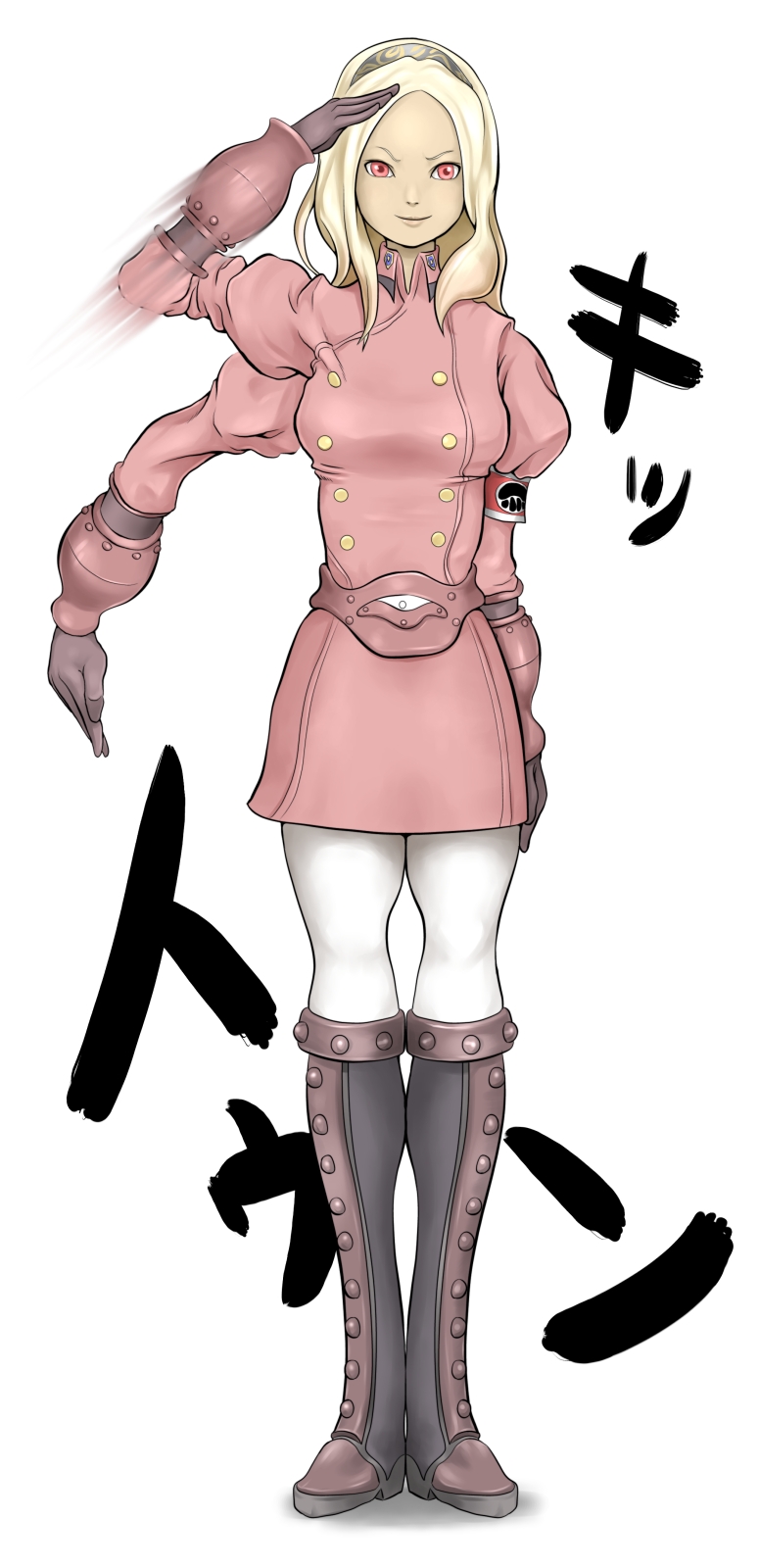 1girl, alternate_costume, armband, blonde_hair, boots, gloves, gravity_daze, highres