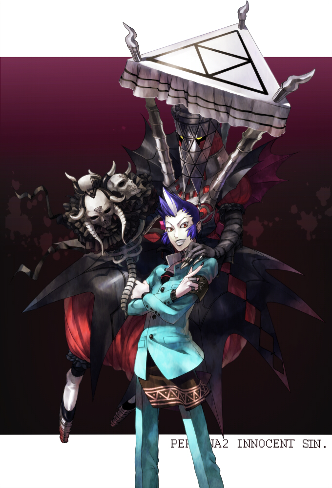 blue_hair, bun-o, hades_(persona_2), lips, mishina_eikichi, multicolored_hair, persona, persona_2