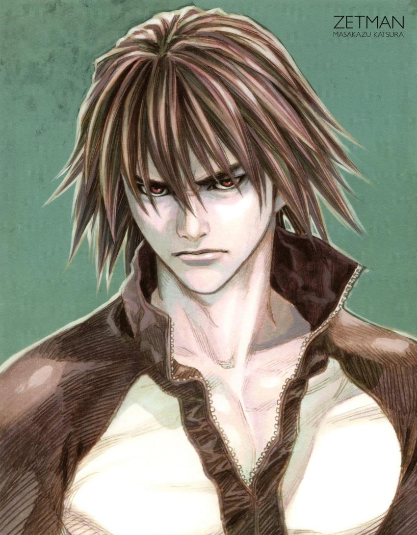absurdres, brown_eyes, brown_hair, highres, kanzaki_jin, katsura_masakazu, male, popped_collar