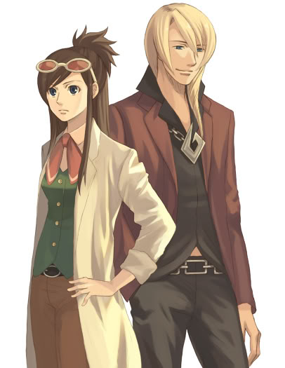 blonde_hair, blue_eyes, brown_hair, capcom, chain, chains, garyuu_kyouya, green_eyes