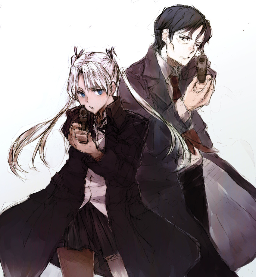 gun, gunslinger_girl, highres, necktie, skirt, triela, twintails, victor_hillshire