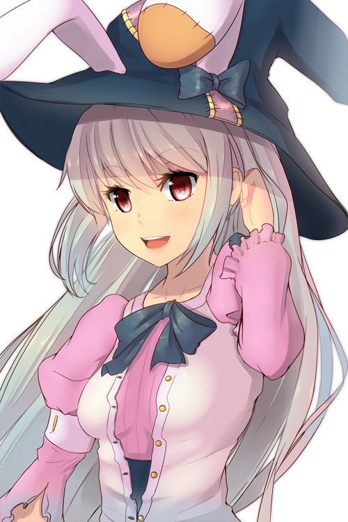 animal_ears, bad_id, bunny_ears, bust, hair_tucking, hat, irisu_kyouko, irisu_syndrome