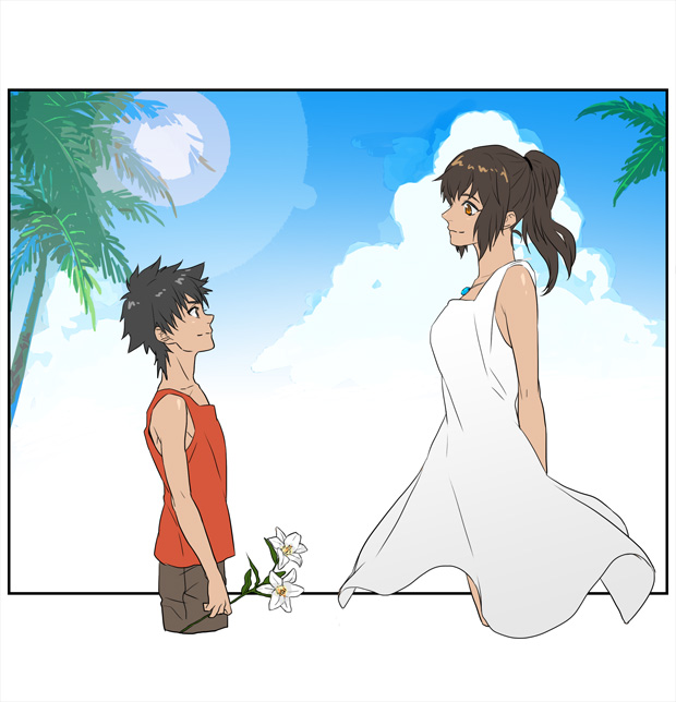 1girl, black_eyes, black_hair, brown_eyes, brown_hair, child, dark_skin, dress