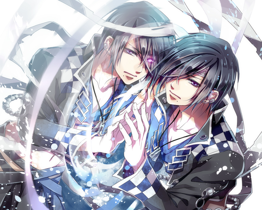 1boy, bandages, brave_10, dog_tags, glowing, glowing_eye, hair_over_one_eye, kururumy
