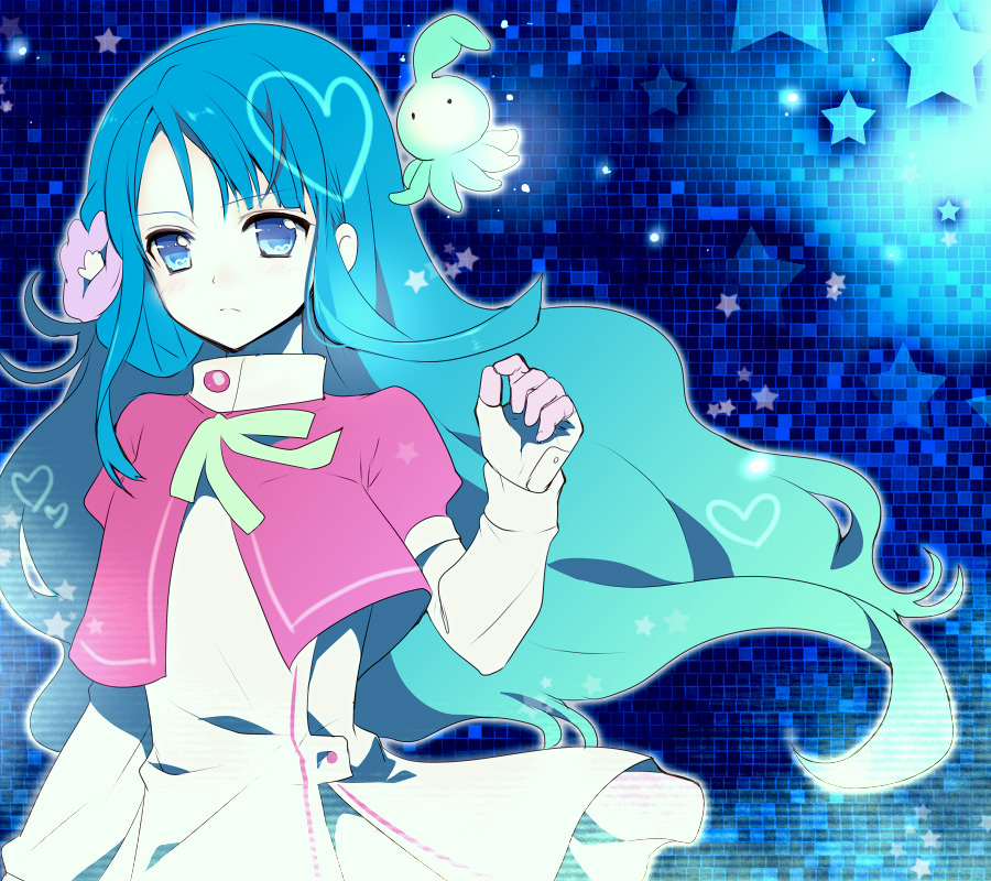 blue_eyes, blue_hair, heart, kirara_(akb0048), long_hair, sono_chieri, star, sumomo_(peach-breath)