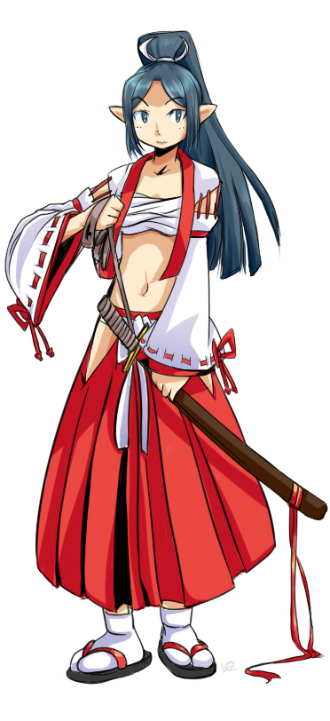 blue_eyes, blue_hair, charmwitch, detached_sleeves, disgaea, japanese_clothes, katana, long_hair