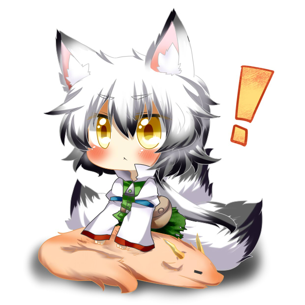 1girl, :<, animal_ears, bag, blush, chibi, dragon, dragon_horns