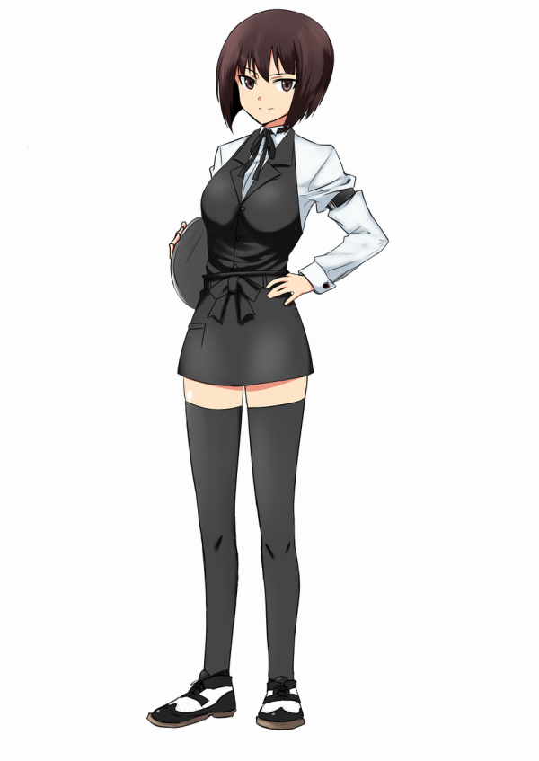 brown_eyes, brown_hair, etou_toshiko, kuroe_ayaka, neck_ribbon, niki_(t26gfaxt), ribbon, short_hair