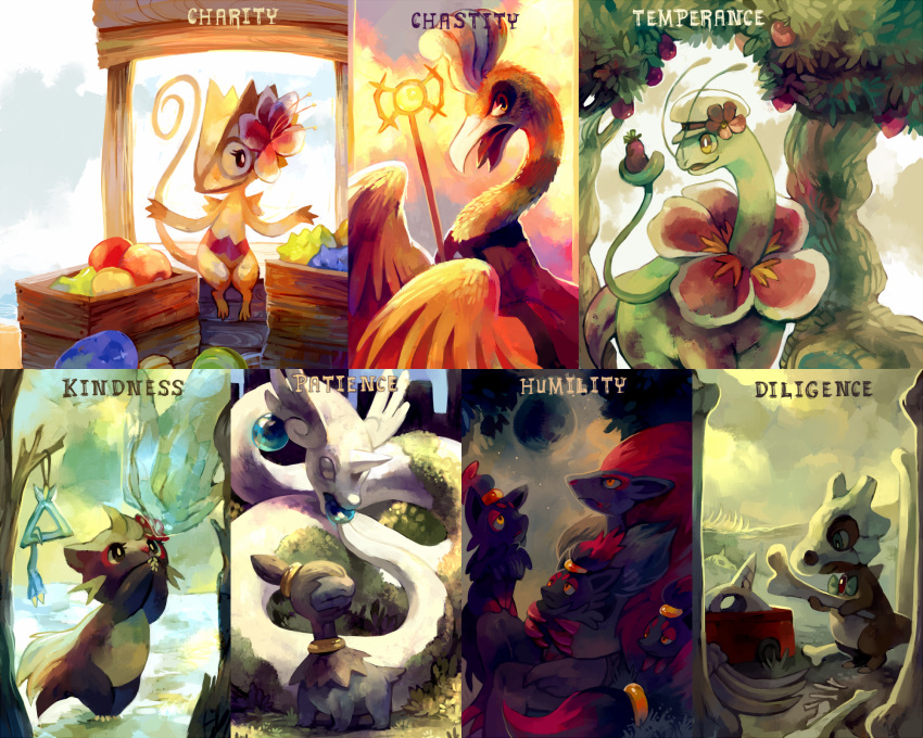 berries, bone, clothed_pokemon, cubone, deino_(pokemon), dragonair, english, eyelashes