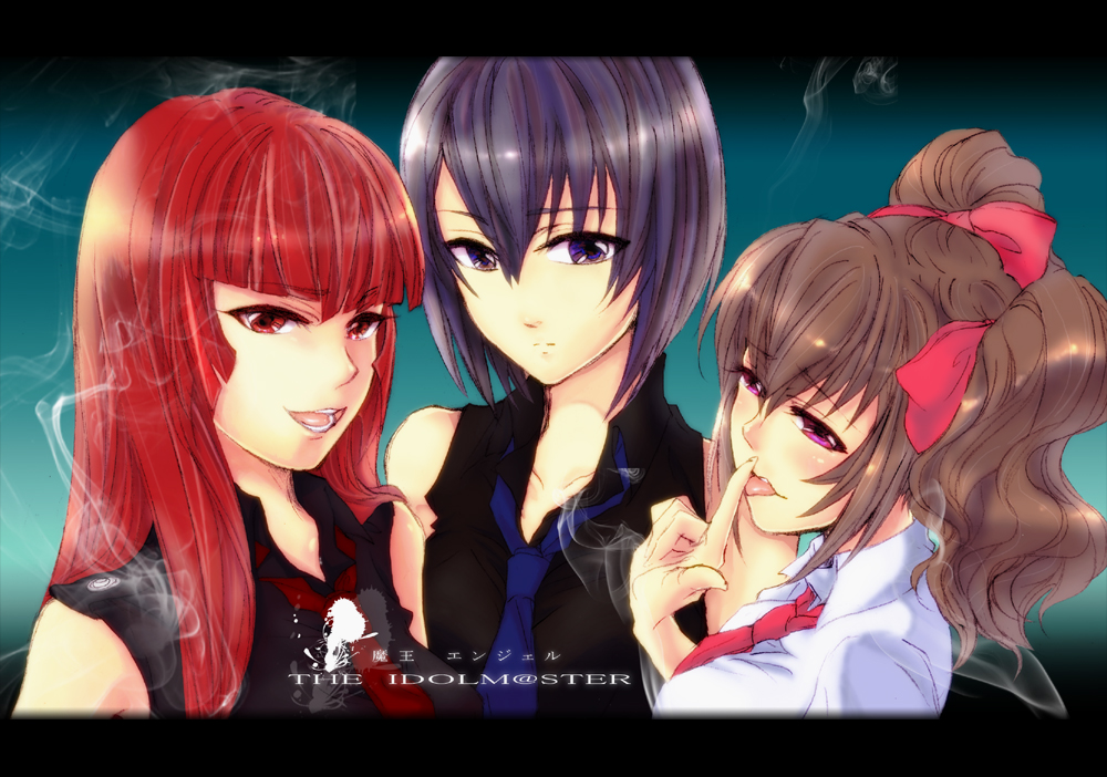 asahina_rin, bangs, blue_eyes, blue_hair, blunt_bangs, blush, bow, breasts