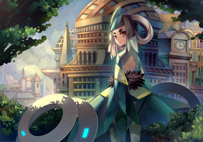 cloud, clouds, dress, ego, glowing, grey_hair, pixiv_fantasia, pixiv_fantasia_sword_regalia