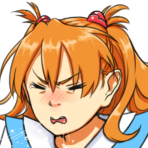 bigoru, closed_eyes, eyes_closed, face, lowres, neon_genesis_evangelion, orange_hair, school_uniform