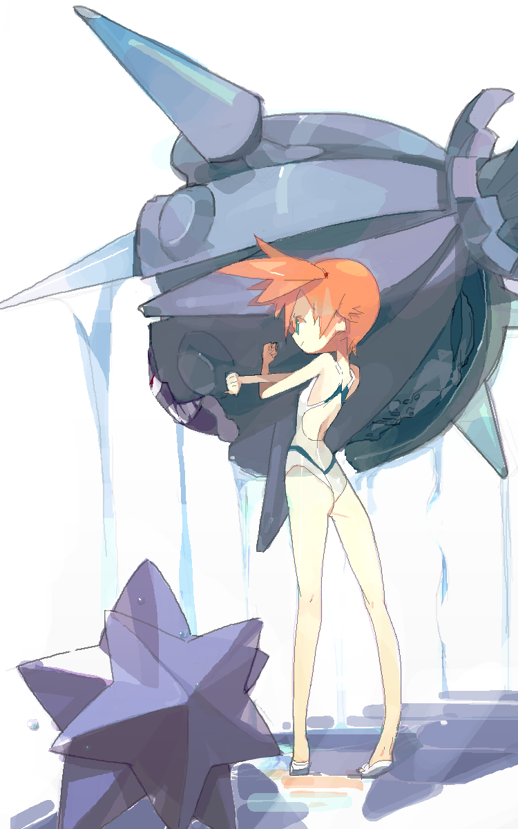 amiami, bikini, cloyster, highres, kasumi_(pokemon), orange_hair, pokemon, pokemon_(game)