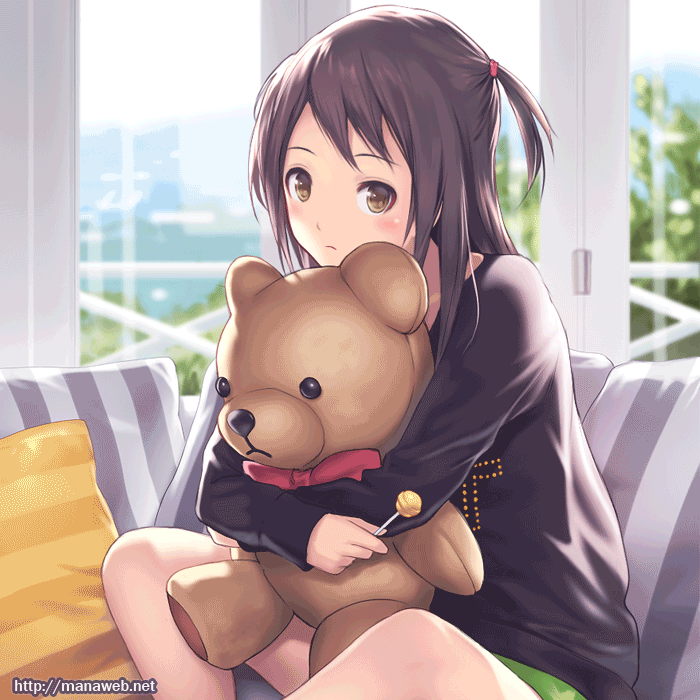 :d, ^_^, animated, animated_gif, bare_legs, blinking, blush, brown_hair