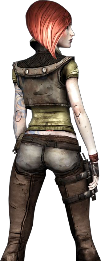 ass, borderlands, chaps, fingerless_gloves, gloves, jacket, lilith_(borderlands), looking_back