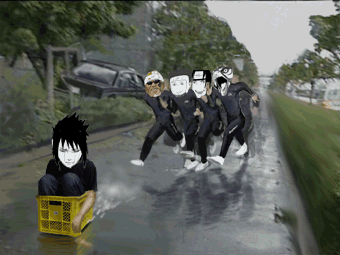 animated, animated_gif, catch_that_man, eagle, gif, killer_bee, meme, naruto, plastic_cube, uchiha_itachi, uchiha_sasuke, what, yamato_(naruto)