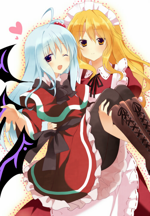;d, black_legwear, blonde_hair, blue_eyes, boots, capelet, carrying, dress