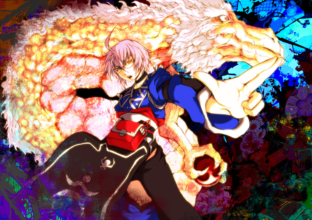 ahoge, akenoin_soumon, choker, dragon, long_sleeves, male, morichika_rinnosuke, open_mouth