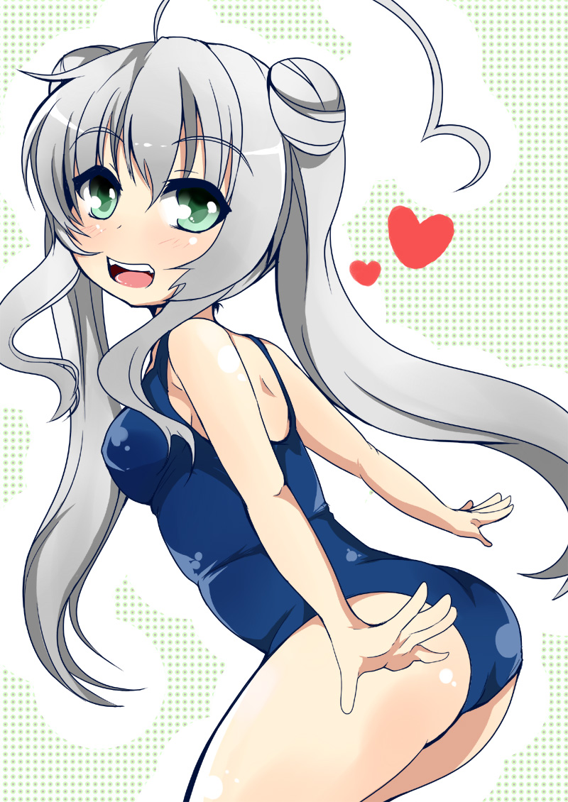 ahoge, double_bun, green_eyes, haiyore!_nyaruko-san, huge_ahoge, long_hair, nyarlathotep_(nyaruko-san), shi_ecchi