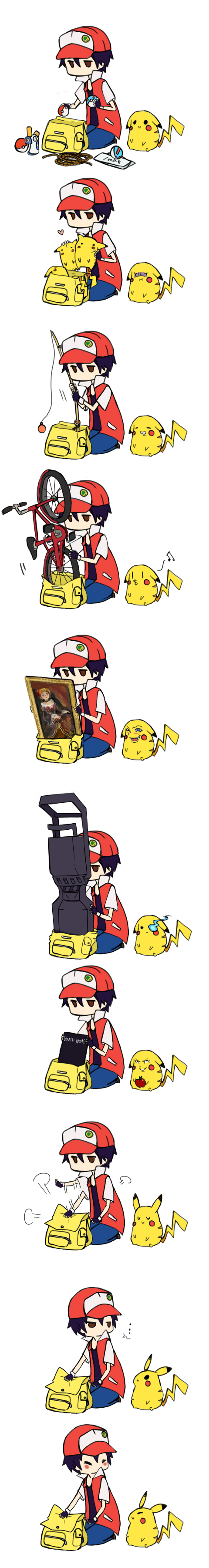 1boy, absurdres, angry, apple, backpack, bad_id, bag, baseball_cap