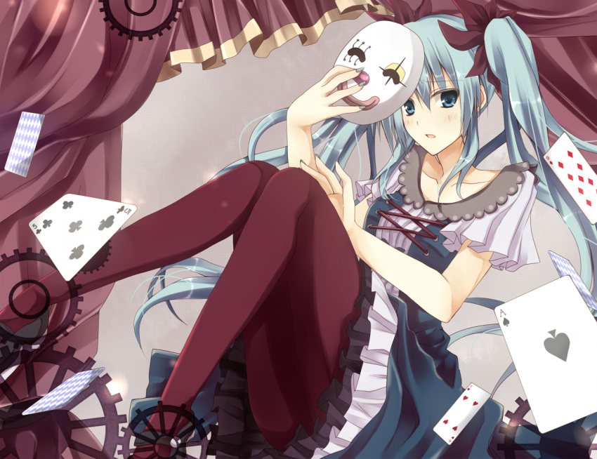 hatsune_miku, haumizuki, karakuri_pierrot_(vocaloid), mask, vocaloid