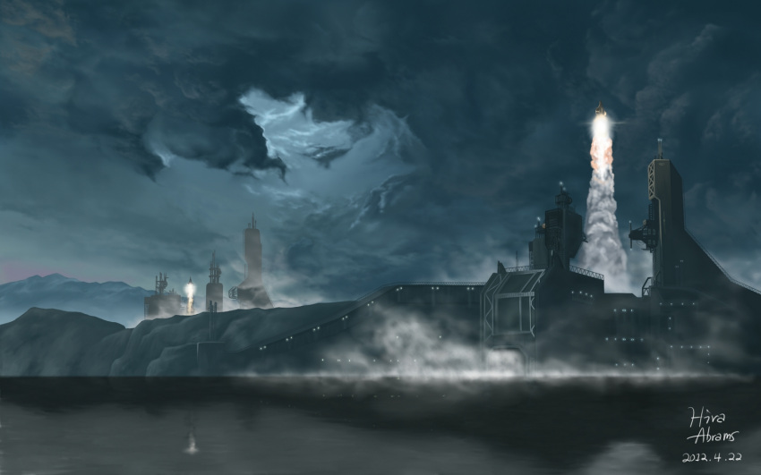 clouds, halo:_reach, halo_(game), highres, hira_(zlpabrams), launching, liftoff, military_base